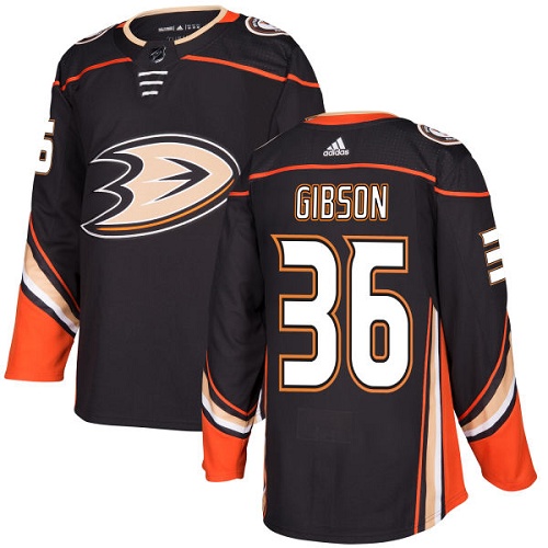 Adidas Men Anaheim Ducks #36 John Gibson Black Home Authentic Stitched NHL Jersey